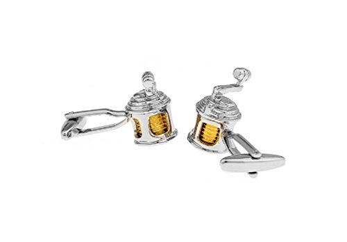 MRCUFF Fishing Reel Fish Rod Fisherman Pair of Cufflinks Presentation Gift Box & Polishing Cloth3