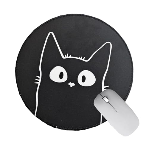 BAMINX Tapis de souris rond en caoutchouc antidérapant pour ordinateur portable, tapis de souris mignon motif de chat pour le bureau voyage masculin femelle...