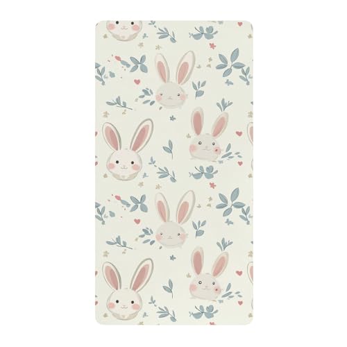 Drap de lit bébé coton blanc de qualité supérieure avec imprimé délicat de lapin - 2