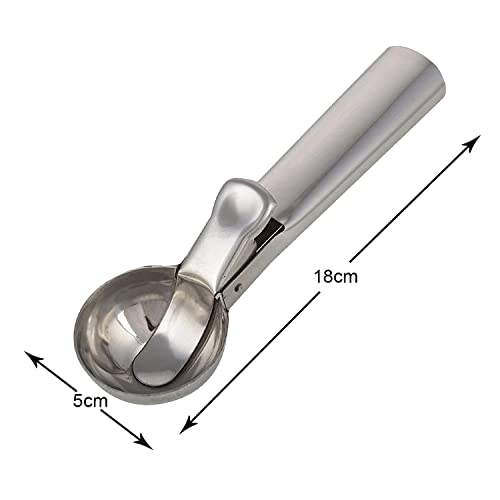 Image of Sakoraware Stainless Steel Easy Trigger Icecream Scoop |ice Cream Spoon | Large Size Multifunctional Durable| Smooth Trigger for Effortless Scooping of Ice Cream Sorbet - 1 Piece Silver Color