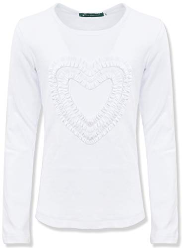 Little Girls' Ruffle Love Heart Long Sleeve Tee Shirts Top 5 White
