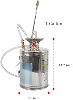 Heavy Duty Stainless Steel Sprayer, 1 Gallon Pump Sprayer, 4L Stainless Hand Pump Sprayer for Lawn, Garden Watering, Floor Cleaning (12 Wand & 3FT, Silver)