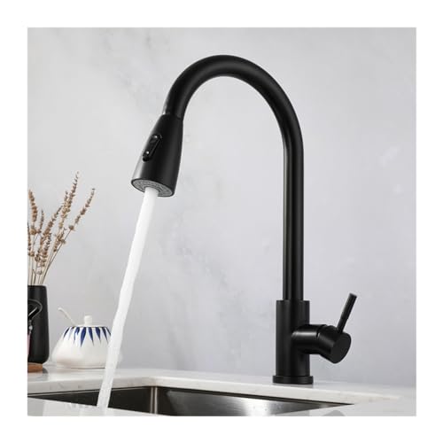 Robinet de cuisine en acier inox 304 noir mitigeur extensible d'évier