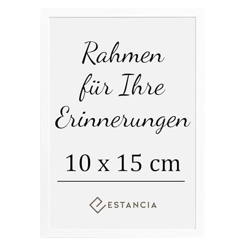 Estancia Weißer Bilderrahmen aus Kiefernholz 10x15 cm mit Bruchsicherem Acrylglas | Moderner Holzbilderrahmen 10 x 15 cm