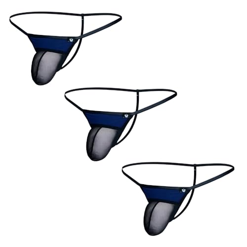 COMLIFE Men's 3-Pack Sexy G-String T-Back Thong Fashion Classic Clashing Color Bikini Underwear L