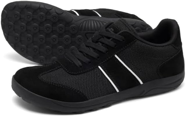 SILENTCARE Men's Wide Barefoot Shoes Sneakers Minimalist Zero-Drop Sole Wide Toe Box, Optimal Traction for Gym Walking Travel Black 12