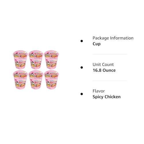 Samyang Carbo Spicy Chicken Fried Cup Nudeln 80 g × 6 koreanisches Essen, koreanische Ramen