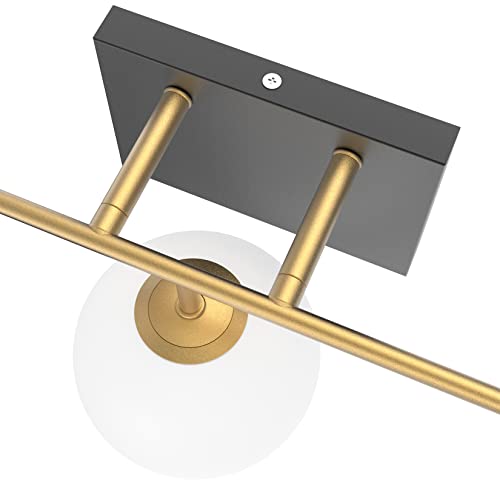 Image of Tipace Mid Century Modern Gold 3-Lights Vanity Light Fixtures with Milky White Glass Ball Shades Industrial Vanity Lighting Over Mirror Wall Sconces for Bathroom Dressing Table Bedroom(Exclude Bulb)