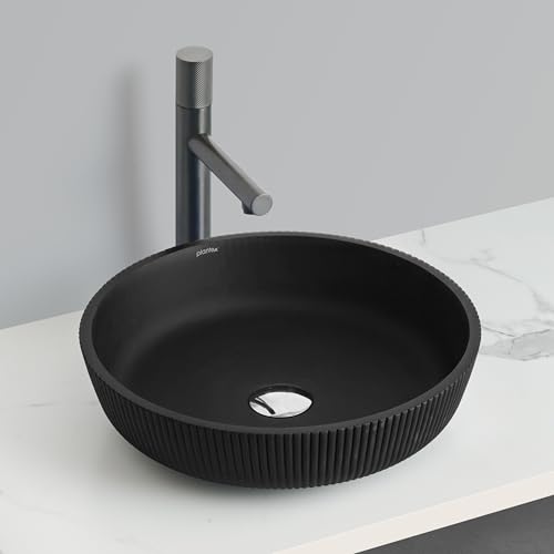 Image of Plantex Wash Basin for Bathroom /Glass Table Top Wash Basin /Countertop Basin for Home /Office - (Black)