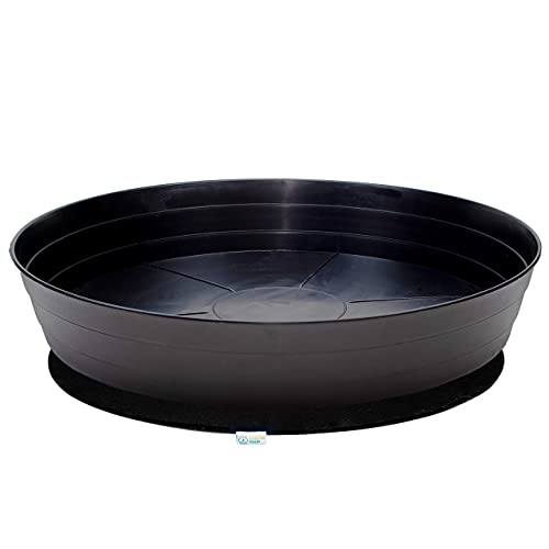 Garden Hour 25" Extra-Large Plant Saucers for Potted Plants - XXXL Plastic Plant Trays for Indoors No Holes - Extra-Deep Drip Trays for Potted Plants & Felt Mat for Floor Protection - 25W x 4.2D in.