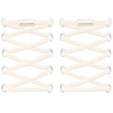 RJ-Sport 2 Paar Elastische Schnürsenkel mit Schnellverschluss - Schnellschnürsystem für Einzigartigen Komfort und Starken Halt - mit Metallkapseln ohne binden (Cremefarben)