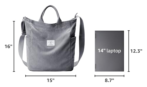 Image of KALIDI Corduroy Tote Bag, Large Slouchy Hobo Messenger Crossbody Bag