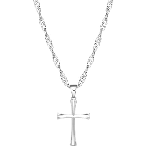 DODIY Cross Necklace Stainless Steel for Women Cross Chain Pendant Silver Jewelry Gifts for Her Daughter Granddaughter Mother Mom Cover