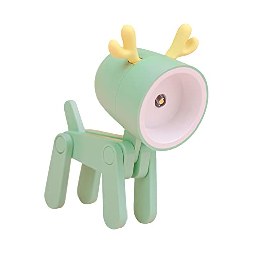 RENXR Mini luz de noche para niños, creativo perro ciervo luz LED portátil lindo animal lámparas para niña niño dormitorio infantil guardería, verde Cover
