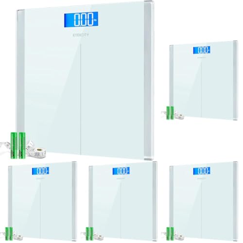 Image of Etekcity Digital Electric Bathroom Scale for Body Weight, 400 lbs, White, 11.8 x 11.8 inches (Pack of 5)