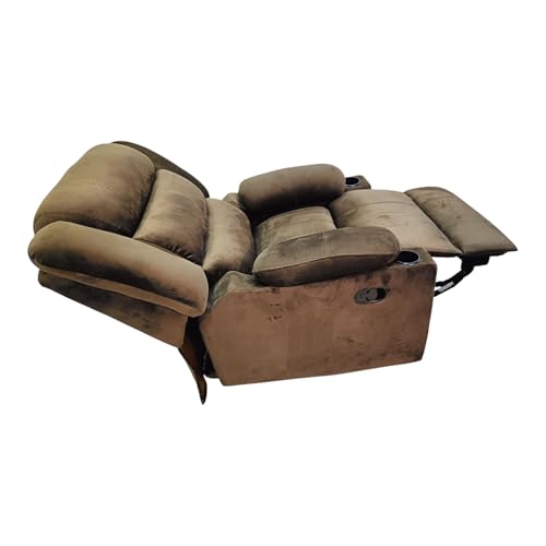Image of The Couch Cell | Royale Manual Recliner Chair | Light Grey Velvet Breathable Upholstery | Single Seater Comfortable Recliner Sofa for Living Room Bedroom Home Seating