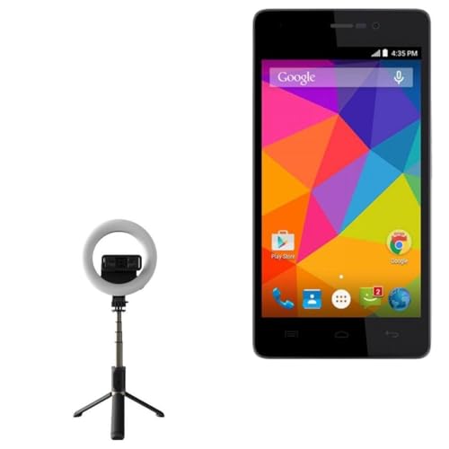 BoxWave Stand and Mount Compatible with Micromax Unite 3 - RingLight SelfiePod, Selfie Stick Extendable Arm with Ring Light - Jet Black