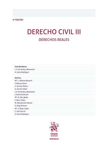 Derecho Civil III. Derechos Reales 9ª Edición (Manuales de Derecho Civil y Mercantil)