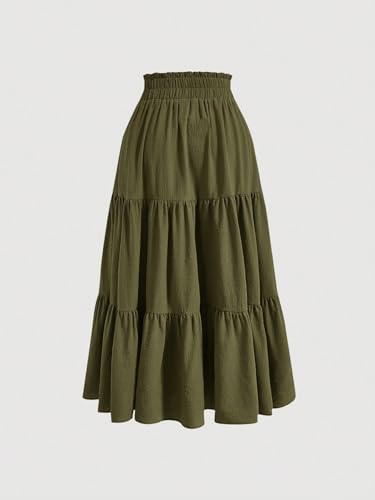 Women's Elegant Ruffle Hem Knot Front Skirt Long Skirts3