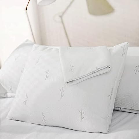 FeelAtHome 65% Polyester & 35% Rayon Derived from Bamboo Cooling Pillow Case Waterproof - 20 x 36 Inches Pack of 2 (King) - Waterproof Pillow Case - Zippered Pillow Cover - Zippered Pillow Protector Cover