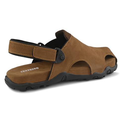 Image of Centrino Men's Sandals | Slingback Strap with Cushioned Black Footbed | Closed-Toe Clog Sandals | Stylish Sandal with Grip Insole | Comfortable Casual Footwear for Office, Travel & Walking (9585)