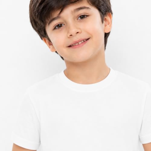 Image of Kids Round Neck Boys Tshirt | Short Sleeves | Natural Organic 100% Cotton Soft Comfortable Fabric | School Plain Color Original Branded Half Sleeve | T-Shirt for Boy Kid | Sleepwear Everyday Casual