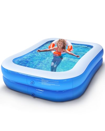 Piscine Gonflable Rectangulaire 200 x 150 x 50 cm, PVC Épais Résistant, Double Couche Piscine Enfant Rectangulaire pour Enfants et Adultes, Grande Piscine...