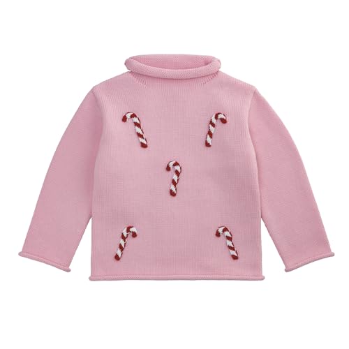 Mud Pie Kids Christmas Candycane Rollneck Sweater Pink