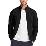 Zengjo Men's Track Jackets Full-Zip Athletic Jacket Sweatshirt Mock Neck with Zipper Pockets