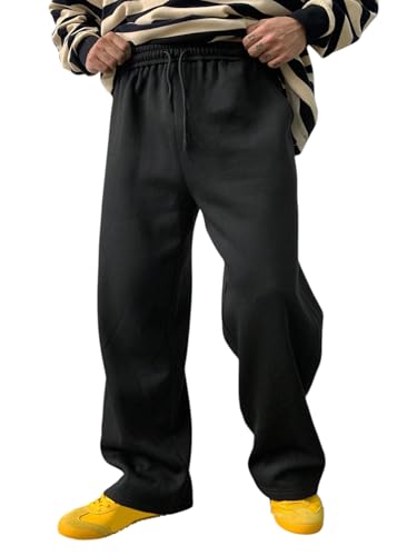 Image of dockstreet Straight Wide fit Long Length Trouser Style Drawstring Trackpant for Men /Trending Sporty Style, Relaxed Casual Pants for Men