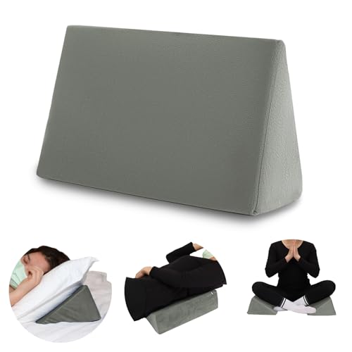 Small Wedge Pillow, Wedge Pillow for Bed Sores, Positioning Pillow, Positioning Wedge, Mini Pillow for Laptop and Yoga, Small Foam Wedge for Chair (1 Unit, Grey)