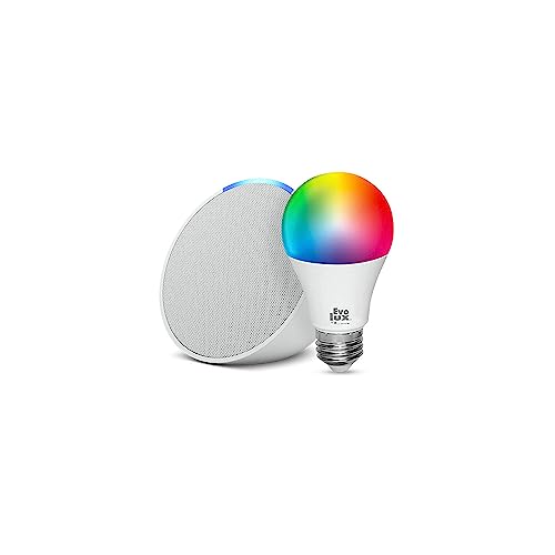 Echo Pop + Evolux Smart Bulb | Glacier White