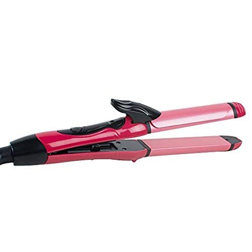 Vinmax 2 in 1 Mini Travel Curling Straightening Iron Hair Curler Straightener Ceramic Hair Curlers 9" Portable Hair Styling Flat Iron Red