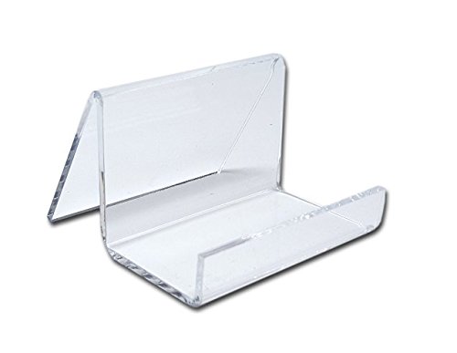 Clear Acrylic Plastic Business or Sign Card Holder, Cell Phone or Other Item Merchandise Display Stand Easel (2 Pack) (Style G)