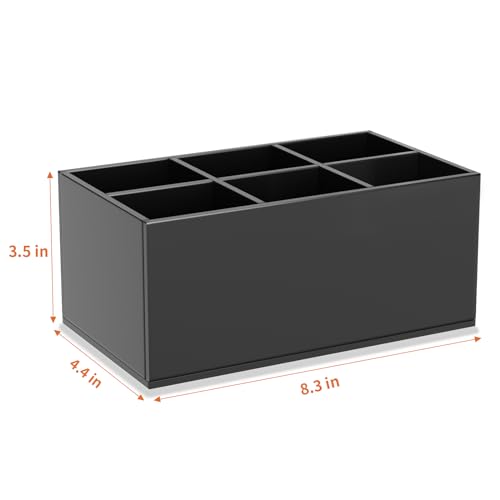 Image of HIIMIEI Black Makeup Brush Holder Organizer Acrylic 6-Slots Cosmetic Brushes Storage Organizer for Vanity Countertop