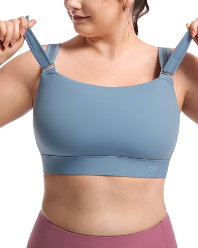 Image of Women's Sports Bra Wirefree Adjustable Medium-High Support Everyday Wear for Large Bust Plus Size with Removable Pads