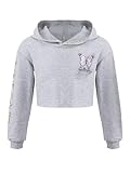 Reine Farbe, Cartoon-Schmetterlingsdruck, Kapuze, lange Ärmel, kurzes Sweatshirt