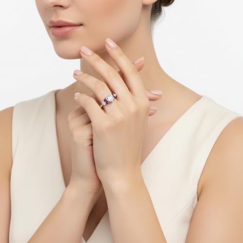 Image of Choose Your Gemstone Graduated Channel Setting Diamond CZ Wedding Sterling Silver Heart Shape Wedding Engagement Birthstone Stackable Ring Size US 4 to 12