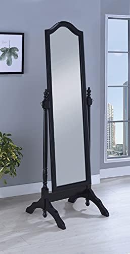 Coaster Home Furnishings Transitional Cheval Floor Mirror with Arched Top Black