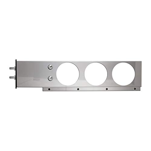 Image of GG Grand General 91069 Stainless Steel Spring-Loaded Rear Mud Flap Hanger with 4 inches Round Light Cut-Outs, 2.5 inches Bolt Spacing, Pair