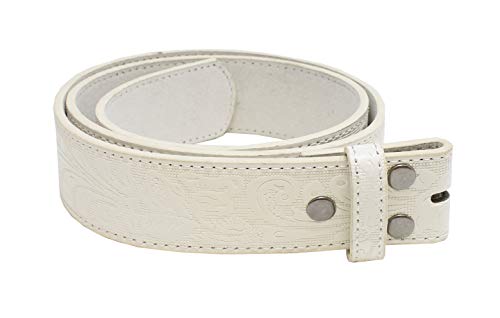 Image of BC Belts Western Leather Belt Strap - 1.5 inch Wide with Embossed Scrollwork Without Buckle for Men & Women, Cowboy /Cowgirl Style