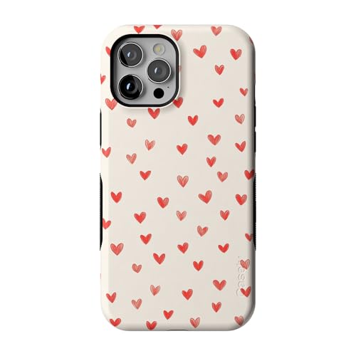 Casely iPhone 12 Pro Max Case | Love Letters | Doodle Hearts | Bold Protective Design | Compatible with MagSafe