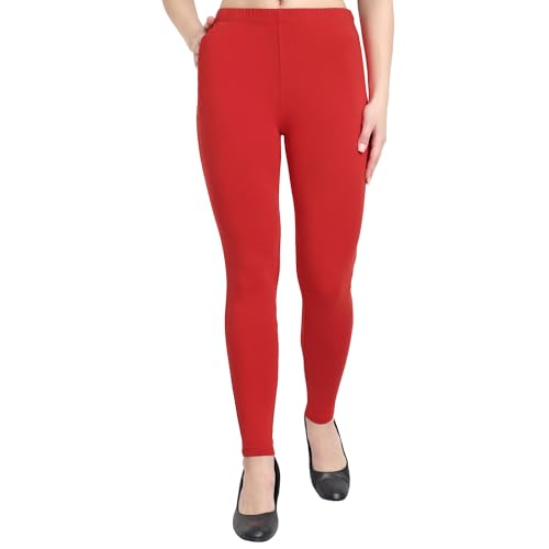 Image of ONE SKY Women Full Length Leggings | Cotton Modal Spandex Blend | High Waist Stretchable & Bio-Washed Fabric | Colour-Lock Technology | Comfortable Leggings for Women