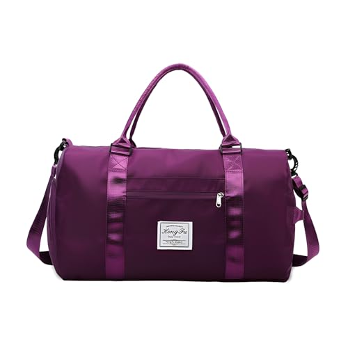 ATTEEFI Sacs de Voyage avec Compartiment à Chaussures, Étanche Sacs de Sport Grand Format, Grande Capacité Cabas de Voyage, Violet Foncé, pour Vêtements, Chaussures...