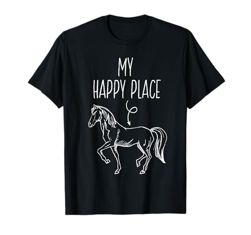 My Happy Place Horse Lover Gifts Horseback Riding Equestrian T-Shirt Small