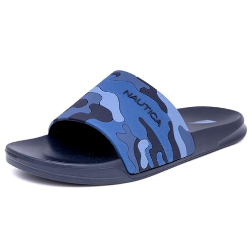 Image of Nautica Men's Open Toe Slide Sandals - Comfortable Indoor & Outdoor Shower Slippers