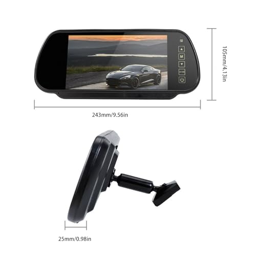 Rear View Mirror, 7 HD Backup Camera Mirror, Wired Car Rear View Mirror Monitor with 4PIN Connector - Image 4