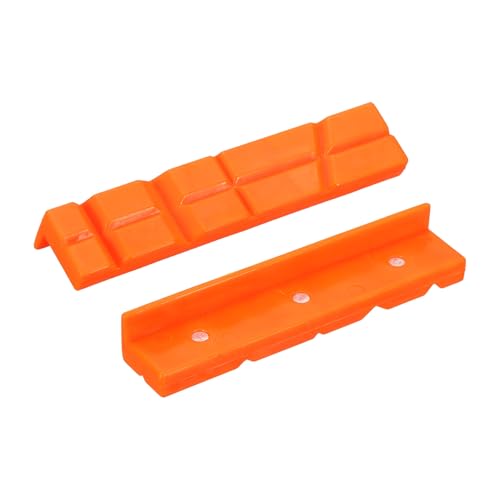sourcing map 1 Set Vise Jaw Pads 5 Rubber V-Shape Magnetic Vise Soft Jaws Standard Anti-Scratches Vice Covers Tools for DIY Making Woodworking Clamping Plumbing, Orange