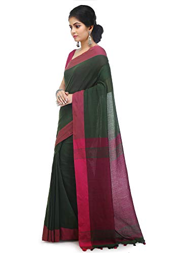 Image of BENGAL HANDLOOM Women's Pure Premium Cotton Daily Wear Pallu Saree With Blouse Piece