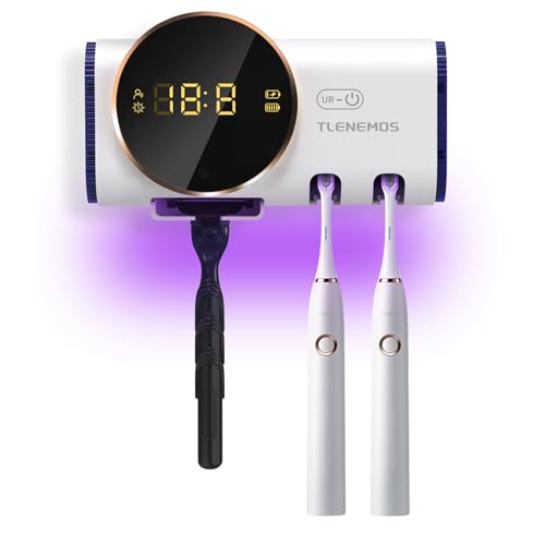 UV Toothbrush Sanitizer Holder, Manual Razor/Electric Toothbrush Holder, Wall Toothbrush Holder for Bathroom with Cover, Toothbrush Organizer, Toothbrush Cleaner San itizer UV Holder, No Drilling